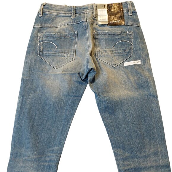 Retro Vintage G-Star Raw Refender Aged Destroyed Skinny Jeans Pants Sz 25 NWT - Picture 8 of 13